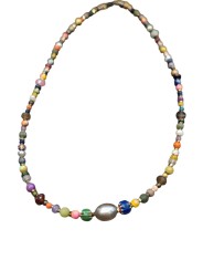 COLLIER ZAZA COURT PERLES VINTAGE JAPO AFRO EAU DOUCE HEMATITE PIERRES FW2527 CATHERINE MICHIELS boutique Strasbourg jewelery f