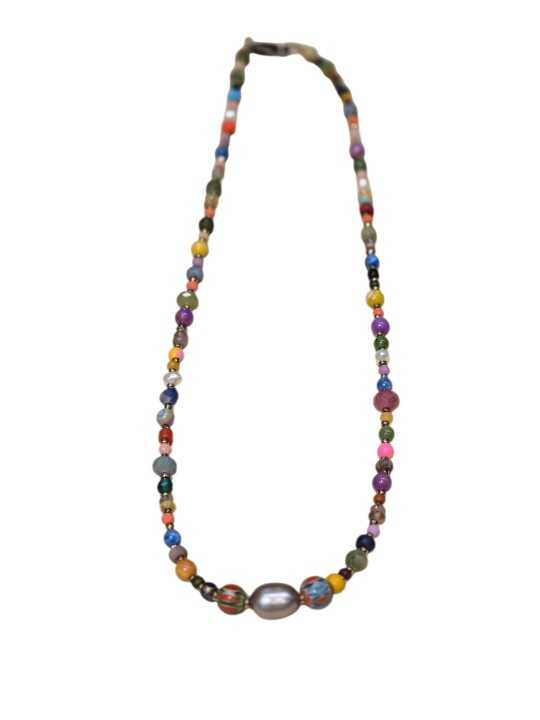 COLLIER ZAZA LONG PERLES VINTAGE JAPO AFRO EAU DOUCE HEMATITE PIERRES FW2527 CATHERINE MICHIELS boutique bijoux jewelery b