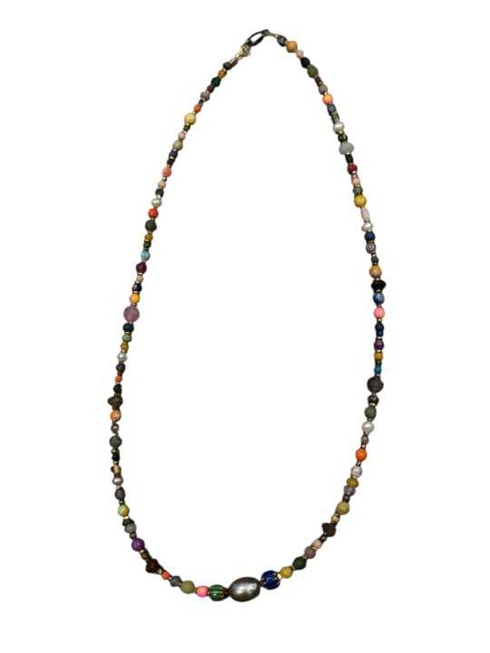 COLLIER ZAZA LONG PERLES VINTAGE JAPO AFRO EAU DOUCE HEMATITE PIERRES FW2527 CATHERINE MICHIELS boutique bijoux jewelery g