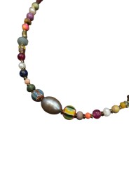 COLLIER ZAZA LONG PERLES VINTAGE JAPO AFRO EAU DOUCE HEMATITE PIERRES FW2527 CATHERINE MICHIELS boutique bijoux jewelery a