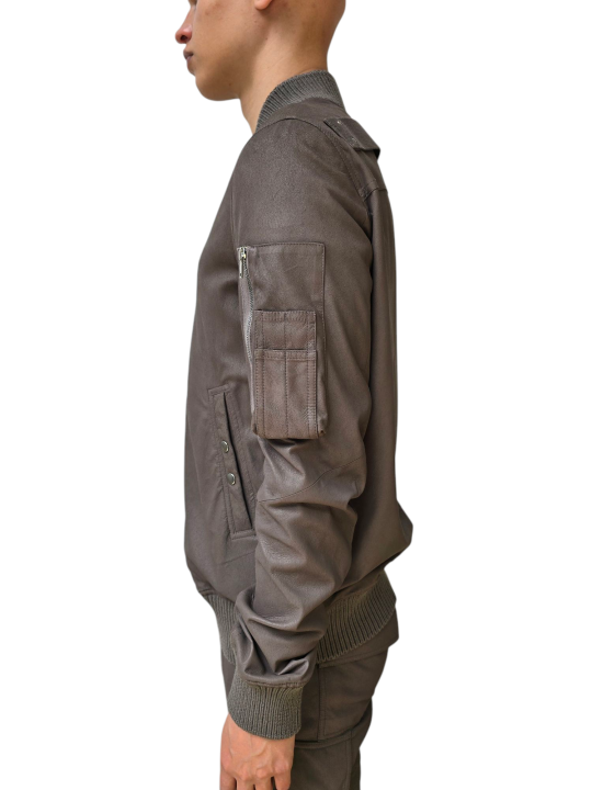 BLOUSON CUIR BLISTER DUST BORDS COTELES CLASSIC FLIGHT RICK OWENS HOMME RU01F 2778 LBF 34 FASHION DESIGNER STRASBOURG profil