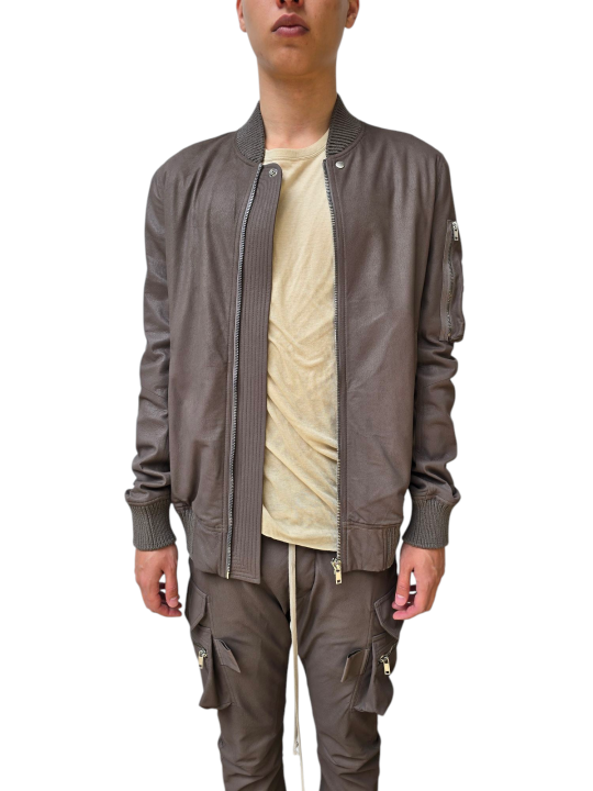 BLOUSON CUIR BLISTER DUST BORDS COTELES CLASSIC FLIGHT RICK OWENS HOMME RU01F 2778 LBF 34 FASHION DESIGNER STRASBOURG ouvert