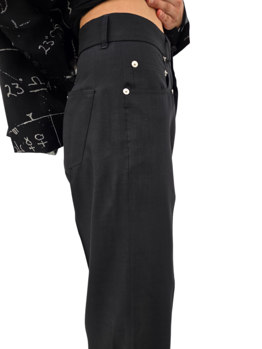 JEANS LAINE FINE NOIR DROIT LARGE GETH JEANS RICK OWENS FEMME RP01F 6350 WG 09 DESIGNER CREATEUR AVANT-GARDE STRASBOURG profil