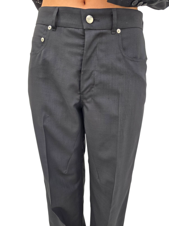 JEANS LAINE FINE NOIR DROIT LARGE GETH JEANS RICK OWENS FEMME RP01F 6350 WG 09 DESIGNER CREATEUR AVANT-GARDE STRASBOURG détail