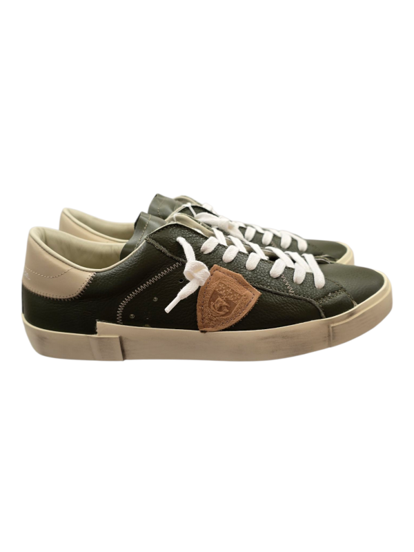SNEAKERS PARIS CUIR VEAU CERF MILITAIRE SPOILER SABLE PRLU VZ05 PHILIPPE MODEL Homme Strasbourg boutique baskets mode shoes zoom