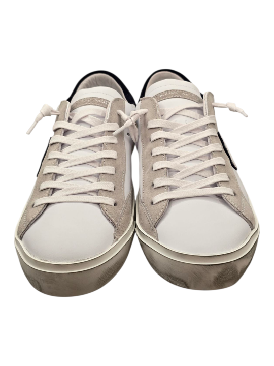 SNEAKERS PARIS CUIR BLANC SPOILER SUEDE NAVY POP PRLU VX22 PHILIPPE MODEL HOMME boutique Strasbourg baskets shoes fashion lacet