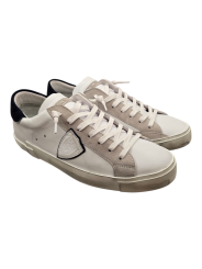 SNEAKERS PARIS CUIR BLANC SPOILER SUEDE NAVY POP PRLU VX22 PHILIPPE MODEL HOMME boutique Strasbourg baskets shoes fashion duo