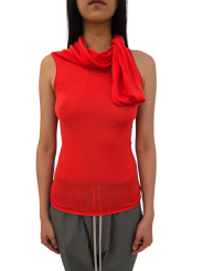 PULL DEBARDEUR CACHEMIRE CORAIL COL MODULABLE TWIST TOP RICK OWENS FEMME RP01F 6666 WS 83 DESIGNER MODE STRASBOURG col dénoué