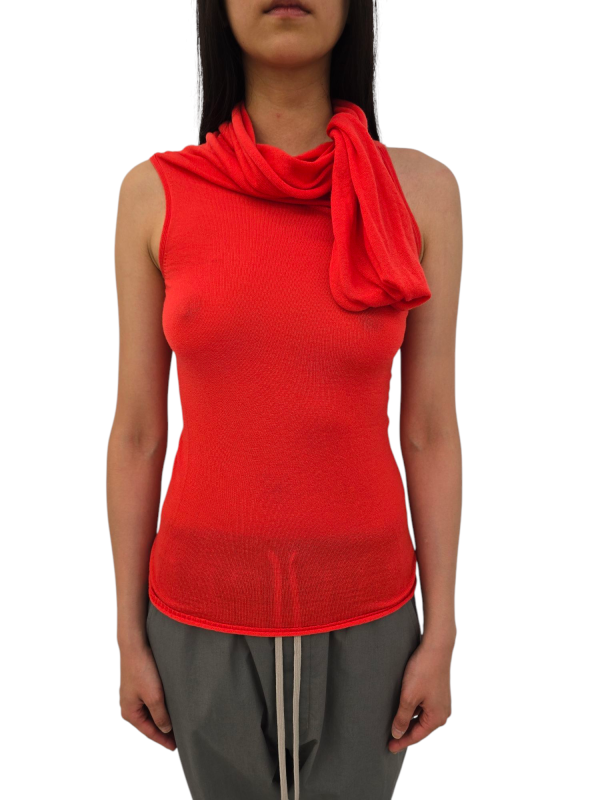 PULL DEBARDEUR CACHEMIRE CORAIL COL MODULABLE TWIST TOP RICK OWENS FEMME RP01F 6666 WS 83 DESIGNER MODE STRASBOURG col dénoué