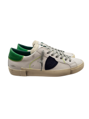 SNEAKERS PARIS CUIR BLANC SPOILER VERT FLUO PRLU VP21 Philippe Model baskets homme boutique Strasbourg shoes concept store duo