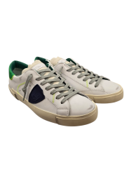 SNEAKERS PARIS CUIR BLANC SPOILER VERT FLUO PRLU VP21 Philippe Model baskets homme boutique Strasbourg shoes concept store logo