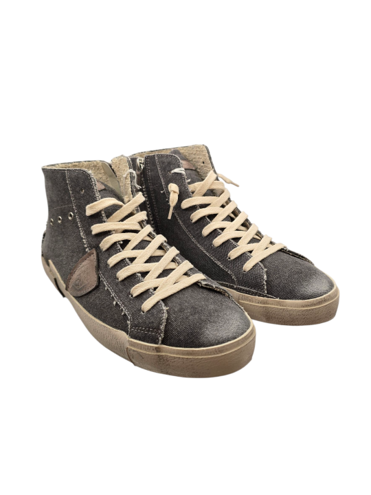 SNEAKERS MONTANTES PARIS HIGH TOILE GRIS LNAVE PRHU DC21 PHILIPPE MODEL HOMME Strasbourg boutique shoes baskets italie avt