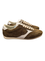 BASKETS PLANCHE DAIM MILTAIRE CUIR BLANC PNLU D005 PHILIPPE MODEL HOMME boutique Strasbourg mode shoes made in italie profil