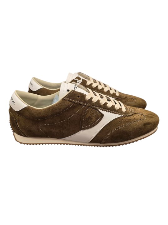 BASKETS PLANCHE DAIM MILTAIRE CUIR BLANC PNLU D005 PHILIPPE MODEL HOMME boutique Strasbourg mode shoes made in italie profil