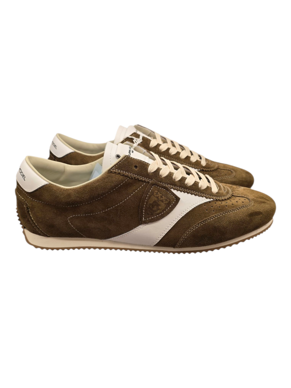 BASKETS PLANCHE DAIM MILTAIRE CUIR BLANC PNLU D005 PHILIPPE MODEL HOMME boutique Strasbourg mode shoes made in italie profil