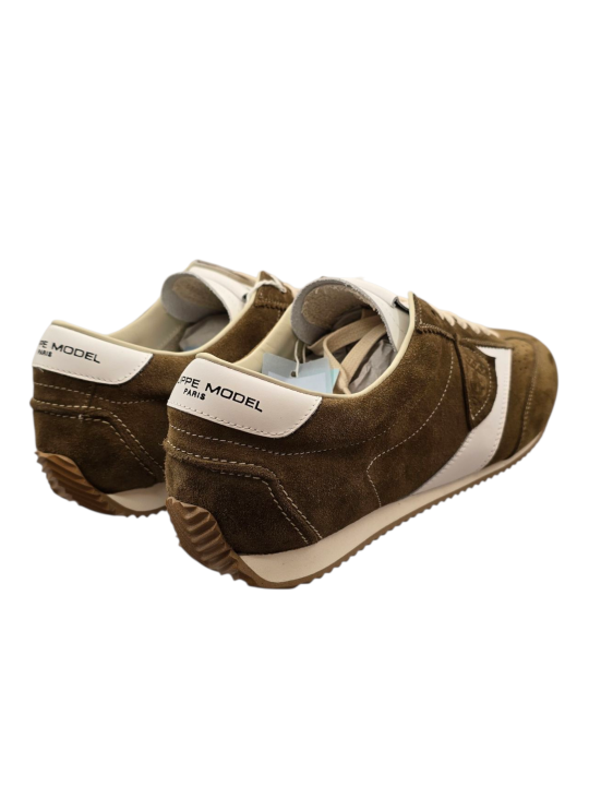 BASKETS PLANCHE DAIM MILTAIRE CUIR BLANC PNLU D005 PHILIPPE MODEL HOMME boutique Strasbourg mode shoes made in italie biais back