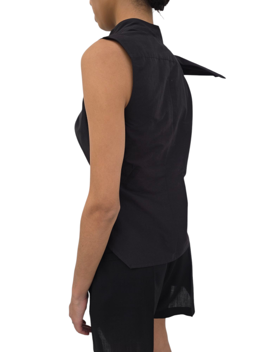 CHEMISETTE COL FOULARD COTON CADY NOIR ISLAND SHIRT RICK OWENS FEMME RP01F 6136 SC 09 FASHION DESIGNER STRASBOURG biais arrière