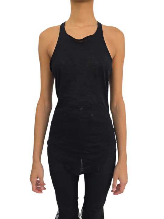 DEBARDEUR NOIR COTON BASIC TANK RICK OWENS TEMPLE FEMME ROO1F 6101 MR 09 FASHION MODE DESIGNER STRASBOURG face