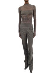 PANTALON BIAS LARGE FLUIDE DUST GEORGETTE DE SOIE RICK OWENS TEMPLE FEMME RO01F 6301GDB 34 FASHION MODE STRASBOURG biais