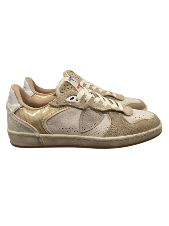 SNEAKERS PGAL VEAU MIX BLANC SABLE PGLU VXE1 PHILIPPE MODEL HOMME boutique Strasbourg baskets fashion mode profil