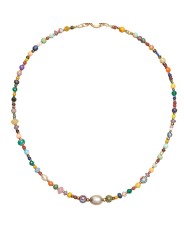 COLLIER ZAZA COURT PERLES VINTAGE JAPO AFRO EAU DOUCE HEMATITE PIERRES FW2527 CATHERINE MICHIELS boutique Strasbourg jewelery z