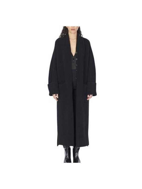 MANTEAU YACK NOIR DOUBLE FENTE BOUTONS ISABEL BENENATO FEMME DK23 F25 01 FASHION MODE DESIGNER CREATEUR STRASBOURG a
