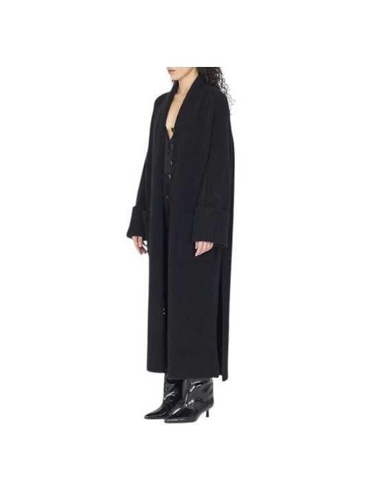 MANTEAU YACK NOIR DOUBLE FENTE BOUTONS ISABEL BENENATO FEMME DK23 F25 01 FASHION MODE DESIGNER CREATEUR STRASBOURG c