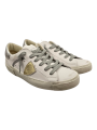 SNEAKERS PARIS CUIR BLANC SPOILER ARGENT LOGO GOLD PRLD VM04 PHILIPPE MODEL FEMMe boutique Strasbourg baskets shoes women duo