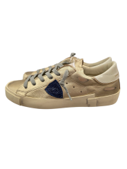 SNEAKERS PARIS CUIR METAL GOLD LOGO ROUGE ET BLEU PRLD MF01 baskets PHILIPPE MODEL FEMME boutique Strasbourg shop online bleu