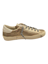 SNEAKERS PARIS CUIR METAL GOLD LOGO ROUGE ET BLEU PRLD MF01 baskets PHILIPPE MODEL FEMME boutique Strasbourg shop online profil