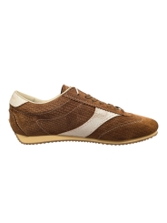 BASKETS PLANCHE DAIM TRESSE TABAC CUIR BLANC CRAQUELE PHILIPPE MODEL FEMME PNLD DT10 FASHION MODE STRASBOURG BOUTIQUE sneakers c