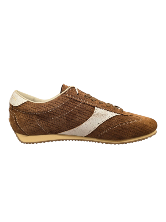 BASKETS PLANCHE DAIM TRESSE TABAC CUIR BLANC CRAQUELE PHILIPPE MODEL FEMME PNLD DT10 FASHION MODE STRASBOURG BOUTIQUE sneakers c