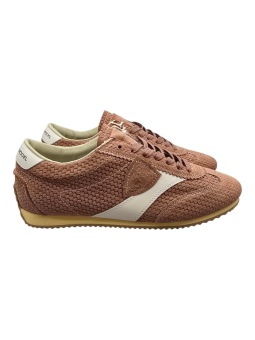 BASKETS PLANCHE DAIM TRESSE ANTIQUE ROSE CUIR BLANC PHILIPPE MODEL FEMME PNLD DT11 FASHION MODE SNEAKERS STRASBOURG shoes b