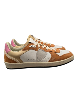 SNEAKERS PGAL VEAU POP BLANC CORAIL PGLD VP01 PHILIPPE MODEL FEMME Strasbourg boutique baskets mode shoes duo