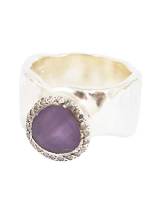 BAGUE ADDISON AMETHYSTE MAT DIAMANTS GRIS GLACES 1S ST DIA IG AMH MAT ARGENT ROSA MARIA BIJOUX Strasbourg boutique jewelery ring