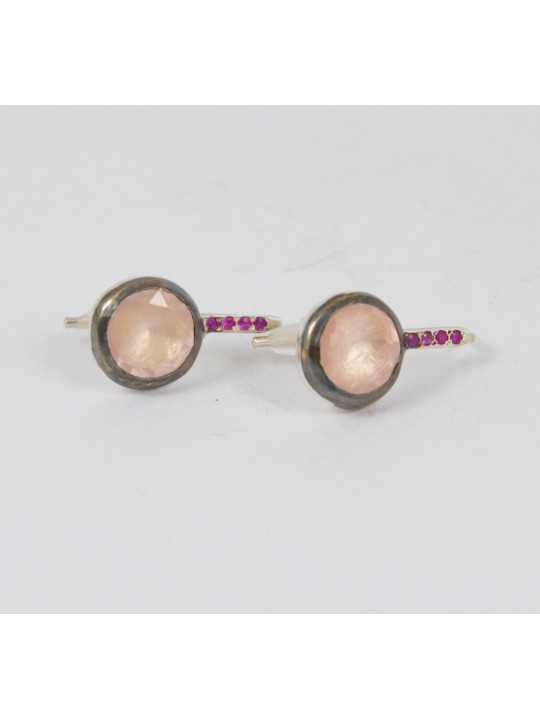 BOUCLES D’OREILLES BEENU 2 QUARTZ ROSE 8 RUBIS BO S ST DIA PQTZ RU ROSA MARIA BIjoux boutique Strasbourg jewelery earrings 宝石