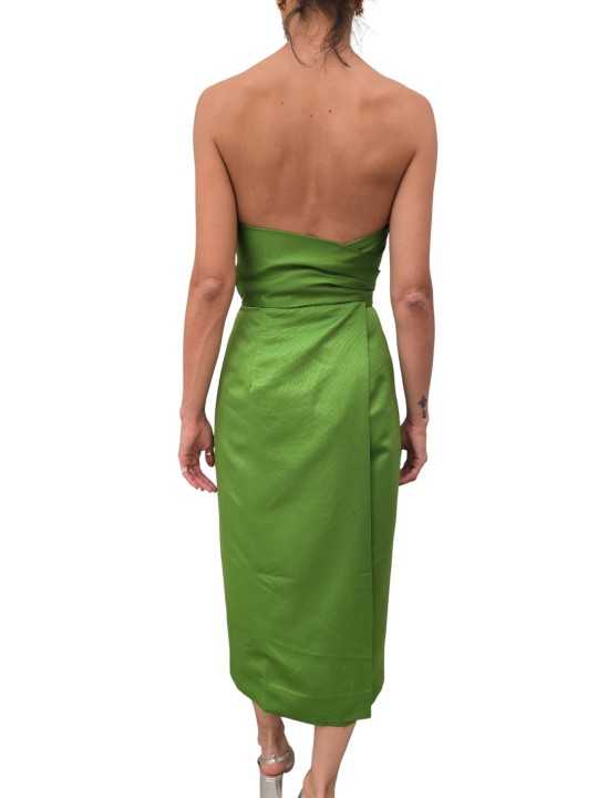 ROBE VERTE BUSTIER PORTE FEUILLE JUROR SATIN SG23 ESSENTIEL ANTWERP FEMME FASHION MODE DESIGNER CREATEUR STRASBOURG dos