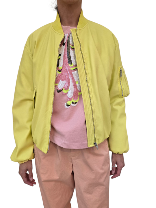 BOMBERS CUIR SIMILI JAUNE JUG LS32 ESSENTIEL ANTWERP FEMME boutique Strasbourg blouson mode fashion store online ouvert