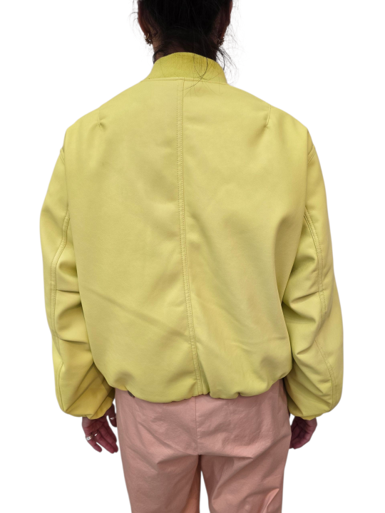BOMBERS CUIR SIMILI JAUNE JUG LS32 ESSENTIEL ANTWERP FEMME boutique Strasbourg blouson mode fashion store online dos