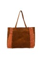 SAC JOSEPH CABAS SUEDE TABAC TOILE TERRACOTTA PRESSIONS 4402 CLARIS VIROT femme bag Strasbourg luxe créateur