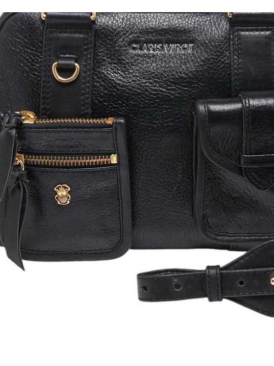 SAC DOUBLE RICHIE CUIR NOIR 4338 CLARIS VIROT femme bag Strasbourg luxe créateur design bagagerie scarabée