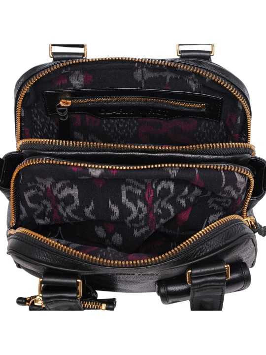 SAC DOUBLE RICHIE CUIR NOIR 4338 CLARIS VIROT femme bag Strasbourg luxe créateur design bagagerie int