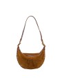 SAC DEMI LUNE CHRIS SUEDE TABAC SANGLE CORDE TABAC MAUVE 4333 CLARIS VIROT femme bag Strasbourg luxe créateur design bagagerie