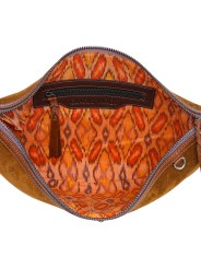 SAC DEMI LUNE CHRIS SUEDE TABAC SANGLE CORDE TABAC MAUVE 4333 CLARIS VIROT femme bag Strasbourg luxe créateur bagagerie int