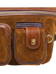 SAC BANANE ROMEO CUIR SUEDE TABAC 4323 CLARIS VIROT femme bag Strasbourg luxe créateur design bagagerie scarabée