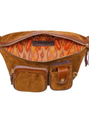 SAC BANANE ROMEO CUIR SUEDE TABAC 4323 CLARIS VIROT femme bag Strasbourg luxe créateur design bagagerie int