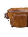 SAC BANANE ROMEO CUIR SUEDE TABAC 4323 CLARIS VIROT femme bag Strasbourg luxe créateur design bagagerie poche zip