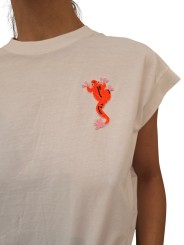 T-SHIRT BLANC GRENOUILLE PERLES MANCHES AMERICAINES JUNGALA OW01 ESSENTIEL ANTWERP femme fashion mode boutique Strasbourg zoom