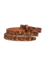 CEINTURE FINE PYTHON MOKA 2873 SANS BOUCLE CLARIS VIROT femme Strasbourg luxe abordable créateur design belt maroquinerie