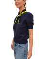 Polo navy cravate jaune fluo Jonda J4CN Essentiel Antwerp femme profil